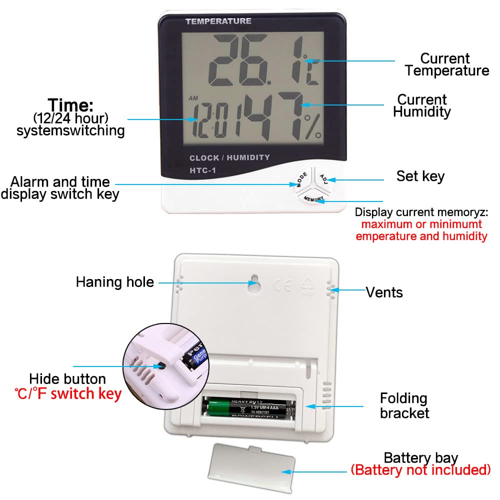 HTC-1 미니 습도계 온도계 시계 시간 데스크탑 스탠 - Digital Hygrometer Probe 리뷰 및 가격